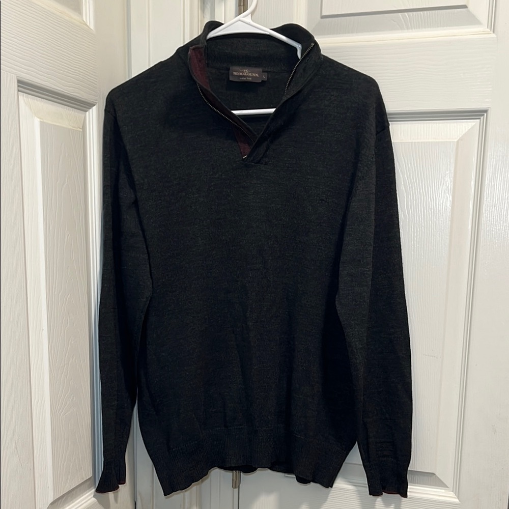 Rodd & Gunn Black Zip Up Sweater with Stand Collar